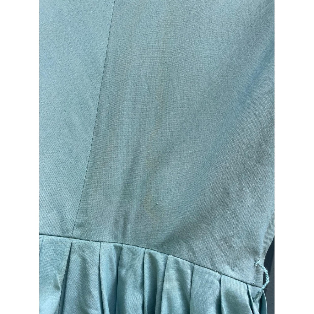 Vintage‎ 50s Seafoam Blue Portrait Collar Dress. Bow Tulle Crinoline Fair - Picture 7 of 11